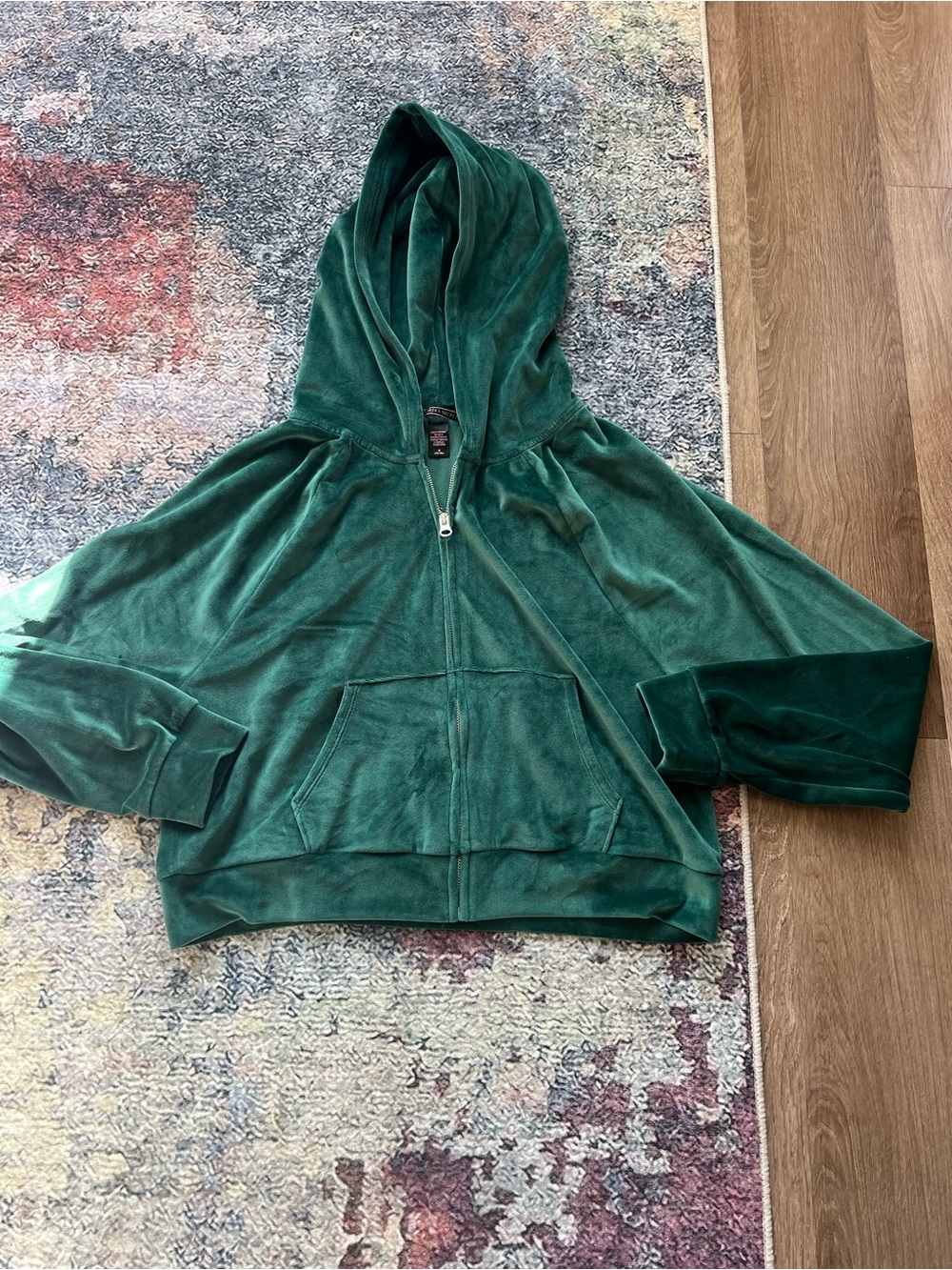 Women’s Green Hooded Zip-Front Jacket